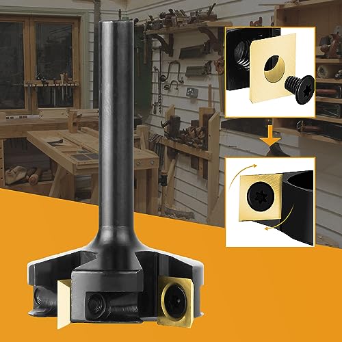 SpeTool Face Cutter 8 mm Shank 40 mm Face Milling Cutter for Routers Reversible Plates Spoilboard 4 Flutes CNC for Wood with ATS Coating Face cutter with ATS coating