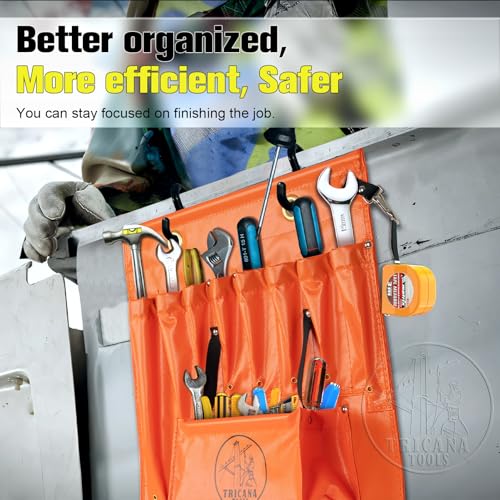 Lineman Tool Board, Aerial Apron, Bucket Truck Tools Organizer with Over 16 Pockets, Tool Organizer for Bucket Trucks and Lineman, Includes Two 2” Bucket Hooks 8 Pockets (without Magnet) 1
