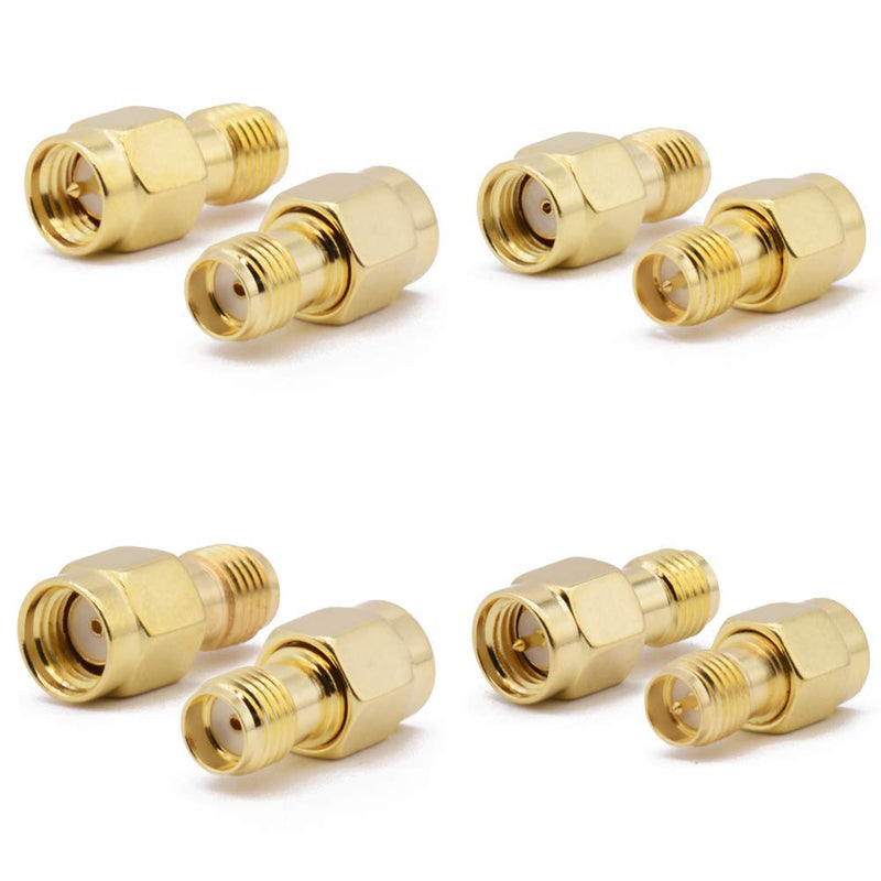 SMA Connectors kit 18 Type SMA RP-SMA Adapter Plug and Jack Straight and 90° SMA Connector Goldplated Brass RF Coax Connectivity Set for FPV Antennas Radio Baofeng Yaesu IP Camera Project
