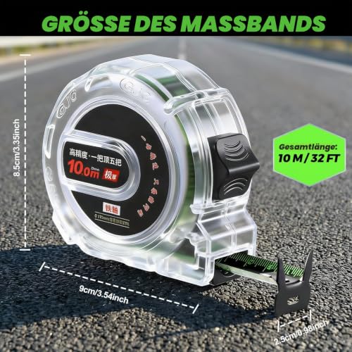 Pack of 2 Tape Measure 10 m, Stainless Steel Waterproof Measuring Tape, Heavy Performance Measuring Tape, Tape Measure 10 m, Durable Roll Measuring Tape for Carpenters, Builders, Industry and Home, Funny Santa Gift