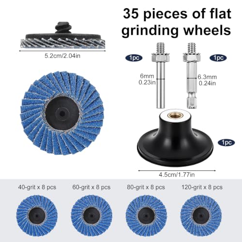 Flap Discs for Die Grinder with 1/4" Holder Roll Lock Sanding Disc 32 Pcs