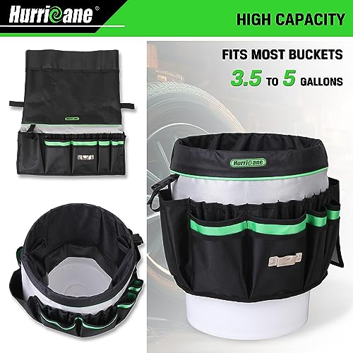 HURRICANE 5 Gallon Bucket Tool Bag Organizer, Garden Tool Caddy with 52 Pockets, Waterproof for Most Buckets (Pack of 2) 5 gallons (Pack of 2)