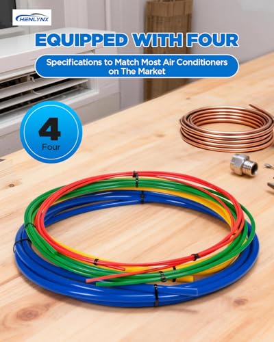 4PCS Copper Tube Bender Kit, 4M(13ft) x 1/4" 3/8" 1/2" 5/8" HVAC Pipe Bending Springs with Color-Coded Plastic Strips for Air Conditioner and Refrigerator Repair