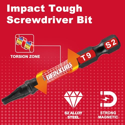 Geinxurn 90 Pieces Torx Impact Screwdriver Bits Set with Colorful Boxes, 2" Magnetic T7-T40 S2 Steel Multi Driver Bits with Box 2"-90PCS