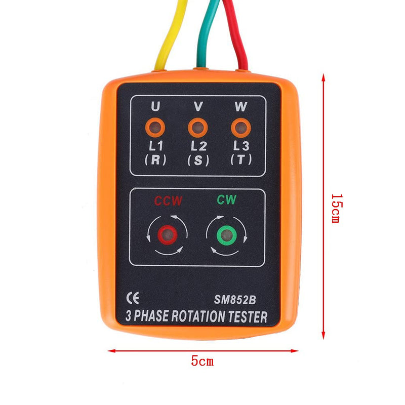 Phase Tester Rotary Field Meter AC60 V ~ 600 V, EIMZU Rotation Display Tester Detector Meter 3 Phase with Crocodile Clips and Buzzer Tester Shows