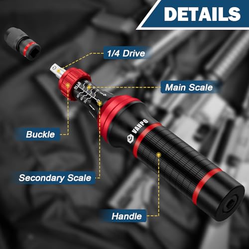VANPO Torque Screwdriver, 10-70 In-lb, 64 Piece, Click Style for Gunsmith Red