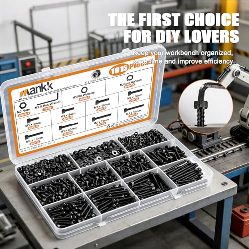 mankk 1015PCS M3 Screws Kit and 408PCS Machine Screws Nuts and Bolts