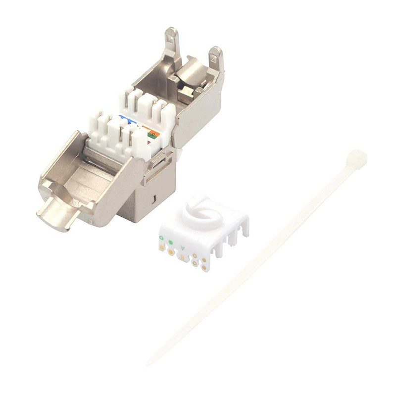 VCE RJ45 Cat6A Shielded Keystone Jacks 12-Pack, 10Gbps Easy Toolless Modular Jacks PoE for 23 to 26 AWG Solid or Stranded S/FTP Ethernet Cable M601A-12Packs
