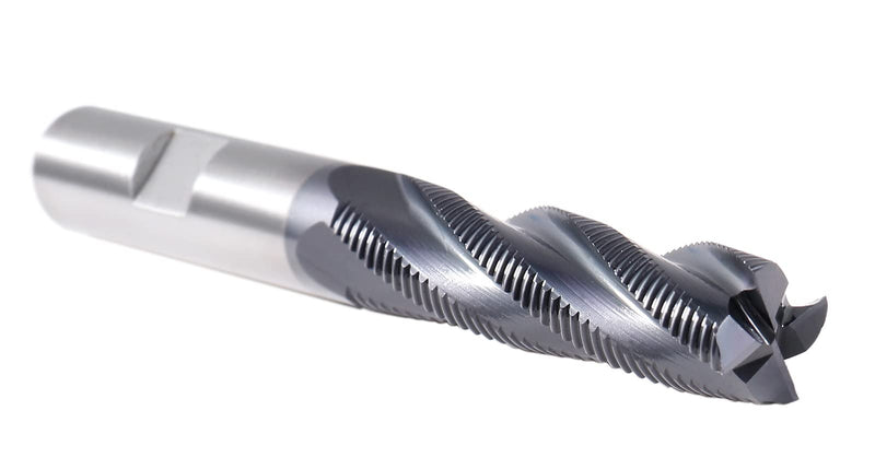 Accusize Industrial Tools 1/2'' Fine Tooth M42 8% Cobalt Tialn Roughing End Mill, 1/2'' Shk Dia, 2'' Flute Length, 4'' Oal, 4 Flute, 1104-0120 | Fine Tooth, M42 8% Cobalt, TiAlN Coated, 4" OAL, Single End, Center Cutting