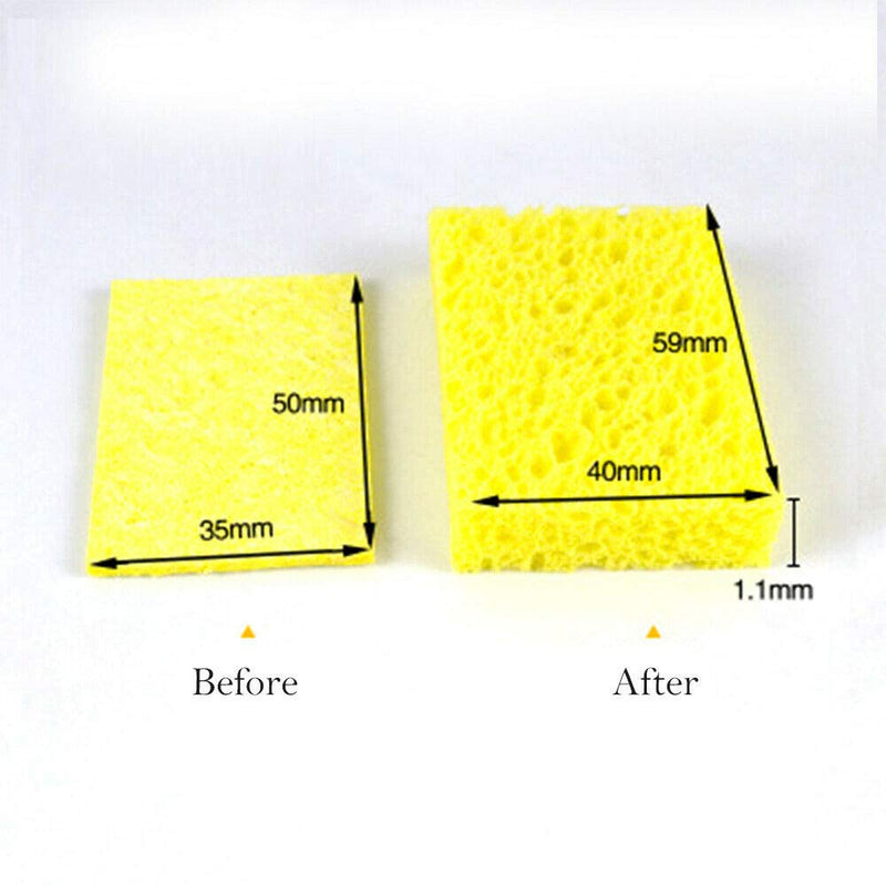 Powerful Tools Pack of 10 Soldering Iron Yellow Soldering Tip Welding Cleaning Sponge Pads Cleaner Heat Resistant Pads Set Solder