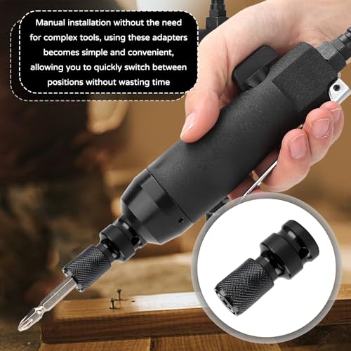 Pack of 2 Impact Wrench Bit Adapter, Bit Holder Socket Adapter, Impact Wrench Adapter Tool, 1/2 to 1/4 Inch, High Hardness Carbon Steel, Safety Clamp, Multifunctional Adapter