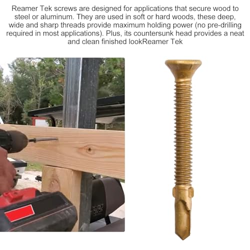 #12-24 x 2 Reamer Tek Torx/Star/Star Head Self Drilling Wood to Metal Screws, Tek Screws Wood to Metal, T-30 Torx Screw Head for Flatbeds, Trailers - 100pcs #12x2