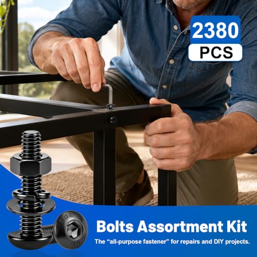 2380PCS Metric Hex Socket Button Head Screws Assortment Kit M2M3M4M5 G10.9 M2M3M4M5 2380PCS