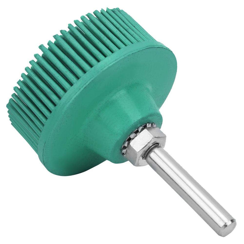 Bristle Disc with Connecting Rod, Drill Accessories for Metal Fine Processing Cleaning Polishing Grinding Deburring Removal of Rust Scratches (Green 50#)