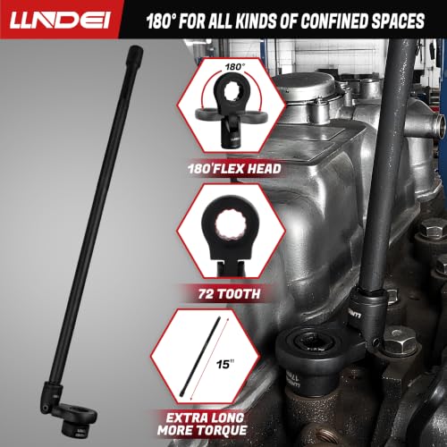 LLNDEI 3/8" Drive Stubby Impact Socket Set Metric 6-19mm, 19-Piece, Cr-Mo