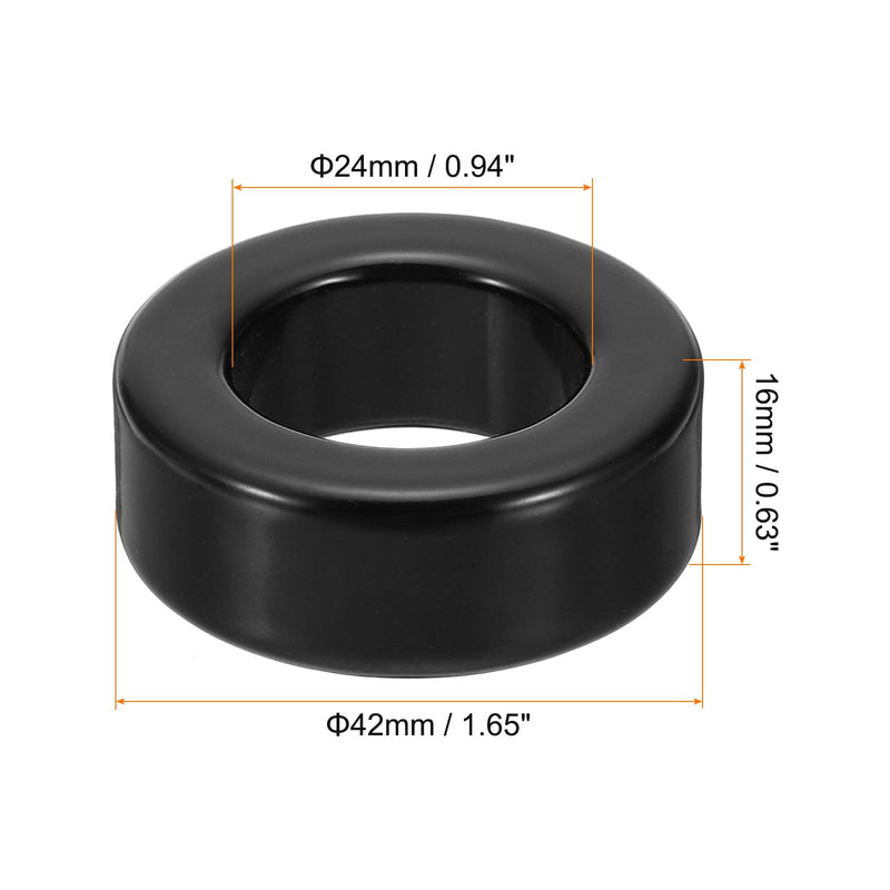 QUARKZMAN Toroid Core 24 x 42 x 16 mm Iron Ferrite Chokes Ring Power Toroidal Transformer Stabilisation Signal Transmission Resistance Electromagnetic Interference Black Pack of 5 24x42x16mm