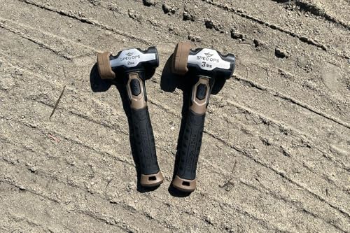 Spec Ops Tools Drilling/Crack Hammer for Striking & Demolition, Bi-Material Shock-Absorbing and Vibration Dampening Handle, 3 lbs with Soft Mallet Cap 3 lbs, Mallet Cap