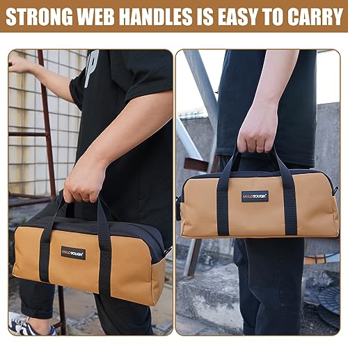 MELOTOUGH Tool Tote Bag14 Inch Tool Bag with Zipper Heavy Duty Portable Tool Organizer Bag for Electrician,Carpenter,Mechanic,Plumbing