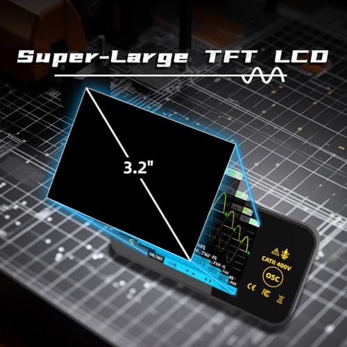 BSIDE Handheld Digital Oscilloscope, 50MHz Bandwidth with 3.2” Color LCD, 200MSa/s Sampling Rate, Potable Automotive Scope Tester with Auto/Nomal/Single Trigger for Electronic Audio Amplifier Hobbyist