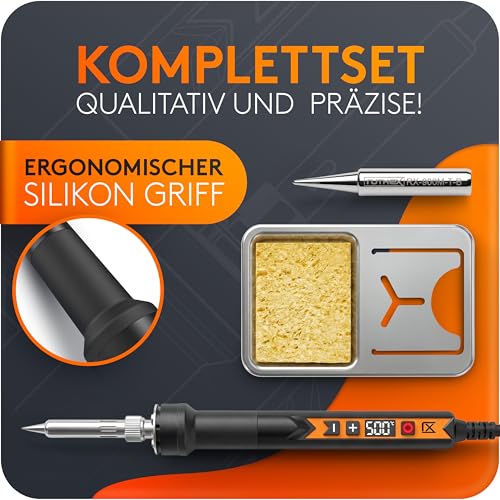 ruthex 900M Soldering Iron 90W with LED Display, Temperature Adjustable 150-500°C | Fast-heating soldering iron with stand, auto-sleep function, LED temperature display, soldering gun for 3D printing applications