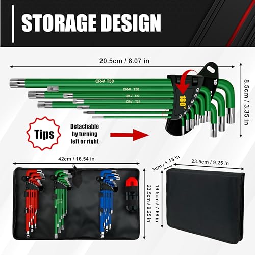 C&T 27-Piece Allen Wrenches Sets, Allen Key Set, SAE, Metric, TORX, CR-V