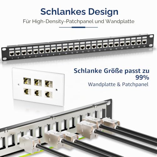 4x CAT7 Keystone RJ45 Module Socket - Tool-Free LSA Insulation Terminal for CAT7/CAT6a/CAT6 Installation Cable, 10 Gbit/s 1000 MHz, Fully Shielded STP (AWG 22-24) - For Patch Panel & Network Socket 4 Pack