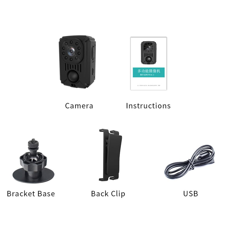 Andoer 1080P HD Body Mounted Camera Portable Video Recorder Hidden Camera with Auto Night Vision Large Battery Capacity 120°Wide Angle with Back Clip Bracket Base