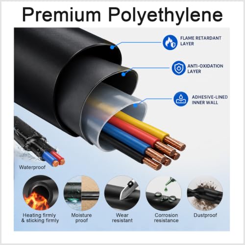 Heat Shrink Tubing 4:1, 5 m Length, Heat Shrink Tubing with Adhesive 12 | Black Heat Shrink Tubing Waterproof and Insulating for Cable Insulation, Marking, Cable Bundling, Repairs (12 mm x 5 m) 12mmx5m
