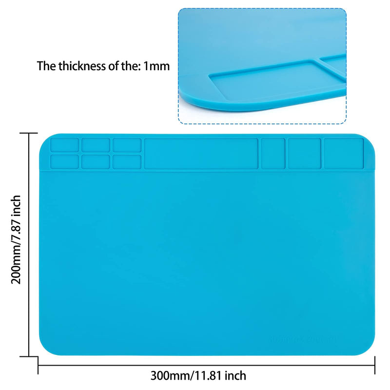 Silicone Soldering Mat 500℃ Heat Resistant, 30x20cm Magnetic & Antistatic Work Mat - Ideal for Electronics, Smartphone, Watches & Soldering Gun Repairs，Repair Mat GJDGRE