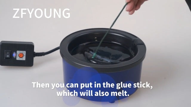 Electric Hot Glue Pot for Crafts with 1lb Pellets 225-400°F Adjustable - Blue Electric Glue Pot