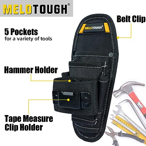 2PCS Small Tool Pouch, Min Work Organizer Tool Pouch and Knife Holder with Hammer Holder+ 1 PCS Metal Belt Clip - fits up to 3 inch Belts