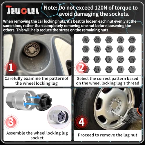 22PCS Wheel Locking Nut Key Kit Compatible with VW VAG Volkswagen Kit 22 pieces