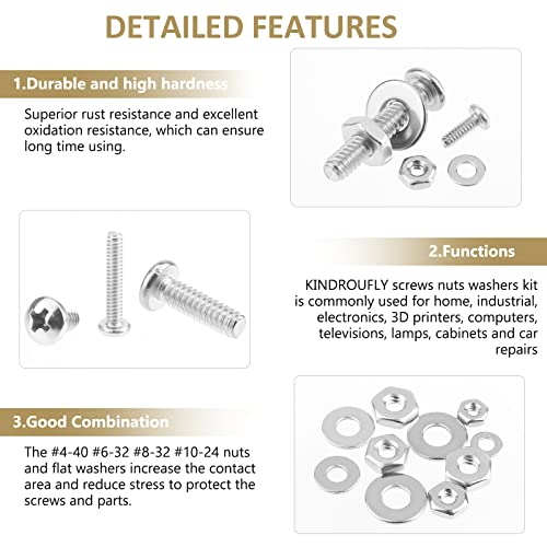 722 Pieces #4-40#6-32#8-32#10-24, Phillips Pan Head Machine Screws Nuts Assortment Kit, 304 Stainless Steel, Fully Machine Thread #4-40 #6-32 #8-32 #10-24