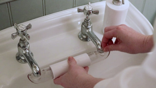Adaptor for Sinks with Separate TAPS, for Mixing hot and Cold Water in Kitchen & Bathroom. This Connector Helps Save Water (White) Medium White