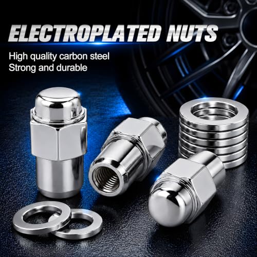 HALNAR 20PC M12x1.25 Mag Seat Lug Nuts, Chrome 13/16" Hex 2-PC Closed End