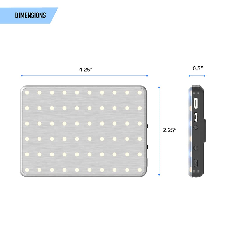 DigiPower #GoViral - The Influencer - Compact 60 LED Video Light (4W) | 10-Level Brightness, 3 Color Temperature Modes (3100K-5500K) | Includes Phone & Camera Adapter, Clip-On Mount & USB Cable…
