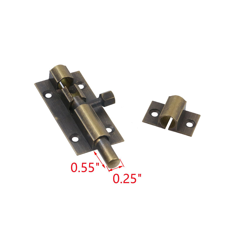MY MIRONEY 10PCS Antique Bronze Barrel Bolt Latch Brass Slide Bolt Lock Security Door Latches for Inside Door Gate, Wooden Fence, Barn Door, 2 Inch Antique Bronze; 10pcs