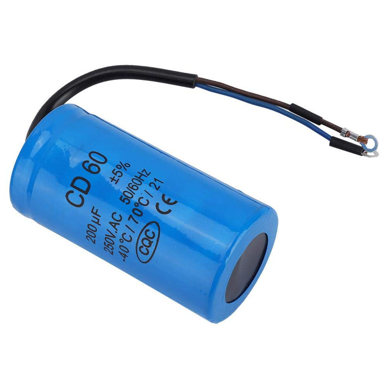 CD60 200uF run capacitor with wire lead 250VAC 50/60Hz for engine air compressor