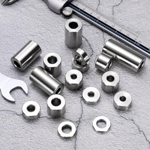 uxcell 25pcs Stainless Steel Spacer 3/8" Bore x 3/4" OD x 15/16" Length Screw Bushing Plain Finish Round Metal Spacer for M10 Screws Bolts and Rods 3/8" x 3/4" x 15/16"