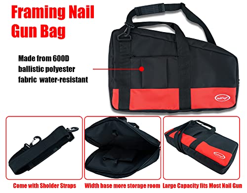 MELOTOUGH Heavy Duty Framing Nail Gun Tool Bag with Extra Storage Pockets + Impact Driver Holster Drill Holster for Tools and Drill bits