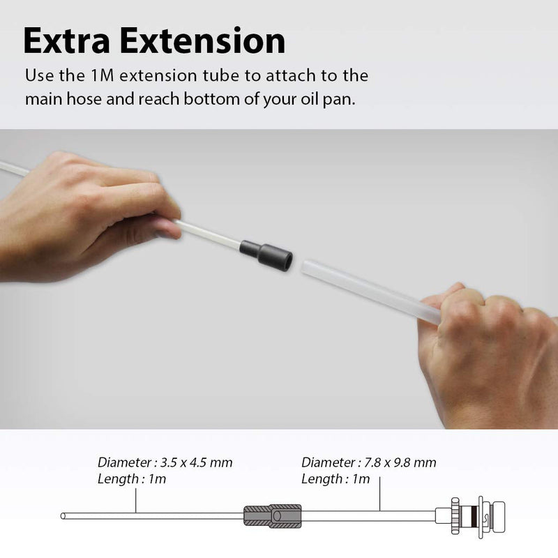 FIRSTINFO A1104A Dia. 3.5 x 4.5 mm Nylon Tube Oil Hose with 39.3 Inch Long for Pneumatic/Manual Oil Fluid Extractor Pump