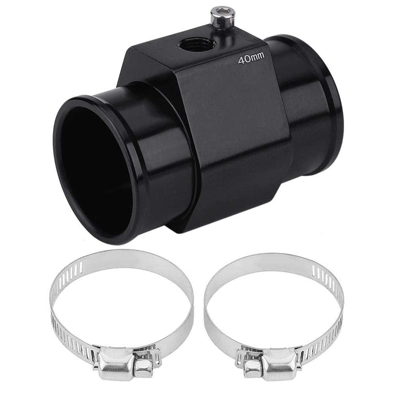 Black Aluminum Water Temp Meter Temperature Gauge Joint Pipe Radiator Sensor Adaptor Attachment Hose Clamps 40mm Black