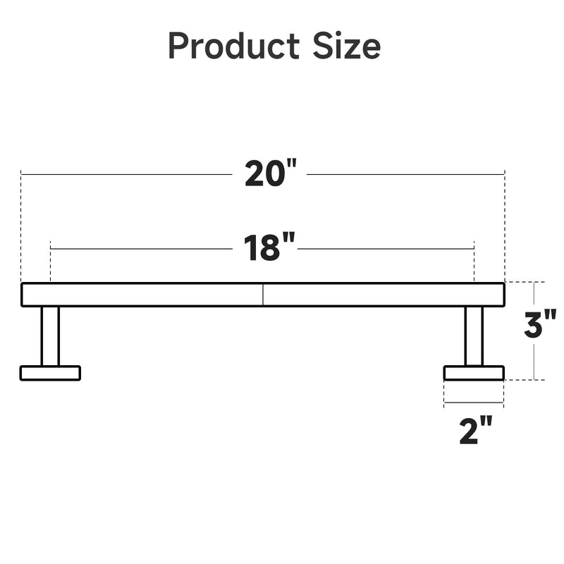 USHOWER Polished Chrome Towel Bar, 18-Inch Towel Racks for Bathroom Wall-Mounted, SUS304 Stainless Steel Towel Rod (Total Length 20-Inch) 20 Inch