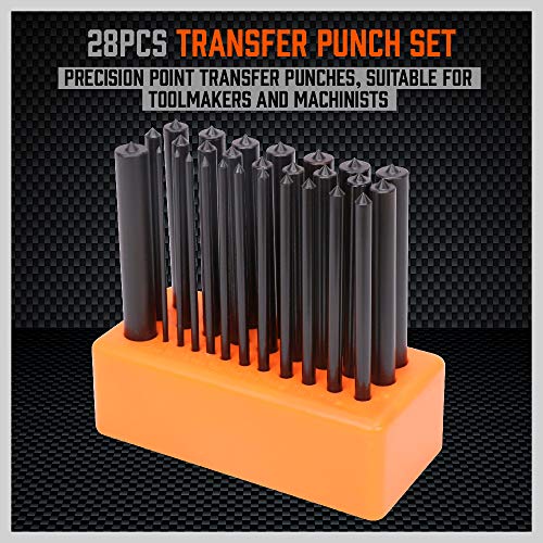 HORUSDY 28-Piece Transfer Punch Set, 3/32" - 1/2", Heat Treated Alloy Steel Forging