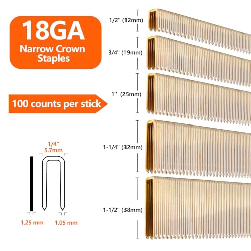 2000-Count 18 Gauge 1/4" Narrow Crown Staples 1-1/2" Leg Galvanized 1-1/2" yellow