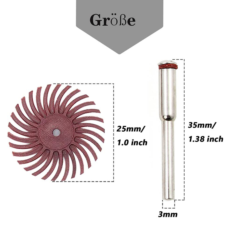 Mesee 18 pieces 25 mm mixed grit detail sanding brush set, sanding brush gap polishing disc assortment kit, radial bristle disc set for rotating tools, deburring polishing, 80/120/220/400/600/1000