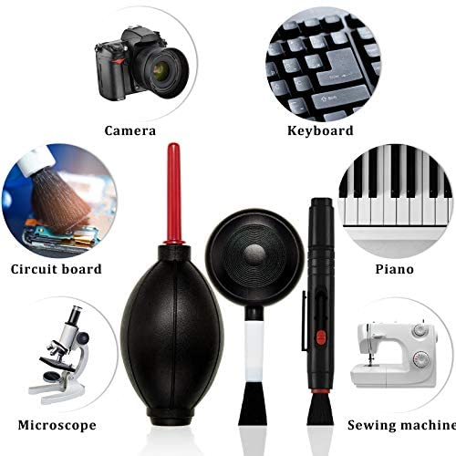 Camera Cleaning Kit with Camera Cleaning Pen Brush, Air Blaster Blower and Lens Brush Blower Brush Dust Cleaner for Lens, Camera, SLR, Telescope, Magnifying Glass, Phone