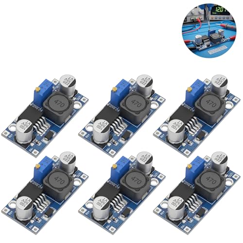 LM2596S DC Converter, Adjustable Buck Converter, Step Down Module, 4 V ~ 38 V to 1.25 V ~ 36 V, Efficient Voltage Regulator Step Down Converter for DIY Power Supply Projects, Pack of 6