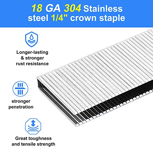 18 Gauge 304 SS 1/4" Narrow Crown Staples 1 Inch,2880-Pack 1"--960pcs (Pack of 3)
