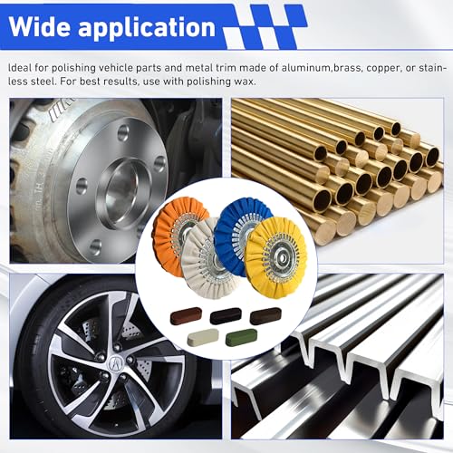 8" Airway Buffing Wheel Kit - 9Pcs Aluminum Metal Polishing Set with 5/8" Arbor Hole & Polishing Compound, Compatible with Angle Grinder for Mirror Finish